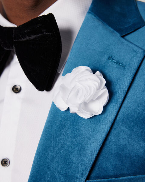 Fabric Flower Lapel Pin, White, hi-res